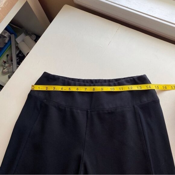 Sympli Pull on Pants Woman 12 Black Cropped Elastic Waist Stretch Jersey Knit - Picture 8 of 12